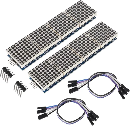 Vista 6 de MAX7219 Módulo de matriz de puntos 32x8 4 en 1 módulos de pantalla LED para microcontrolador Arduino Raspberry Pi con cable de 5 pines, azul