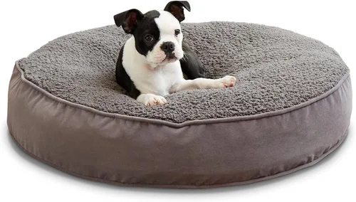 Vista 13 de South Pine Porch Samson - Cama redonda de lujo para perro, estilo almohada, acero azul, pequeña (30 pulgadas)