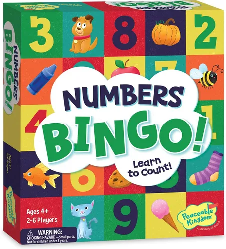 Peaceable Kingdom Numbers Bingo - Counting and Number Recognition Game for Kids Ages 4 Years and Up