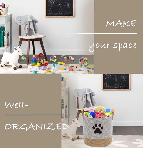 Vista 6 de Cesta de juguetes para perros de cuerda de algodón, canasta de juguetes para cachorros, canasta de lavandería, canasta de almacenamiento de mantas