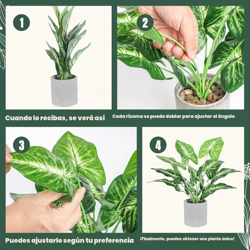 Vista 4 de Plantas falsas pequeñas de 16 pulgadas, color verde salvia