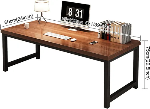 Vista 8 de Escritorio pequeño para computadora para espacios pequeños, escritorios de madera para oficina en casa, escritorio minimalista vintage con patas