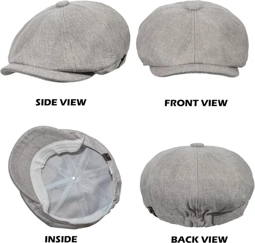 Vista 6 de Men's Newsboy Flat Cap Classic Herringbone Irish Hat Gatsby Ivy Golf Cabbie Hat