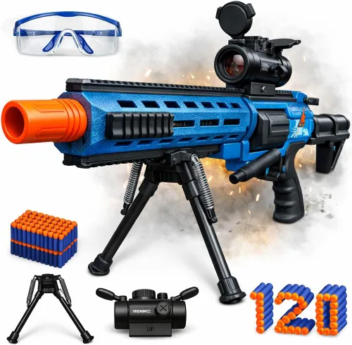 Vista 12 de Paquete de 2 lanzadores eléctricos de bolas de gel, lanzador automático de bolas de salpicaduras de alta velocidad con más de 80000 y gafas