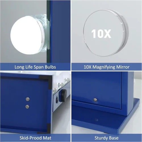 Vista 7 de HOMPEN Espejo de maquillaje con luces, espejo de tocador grande iluminado Hollywood con 15 bombillas LED regulables, 3 modos de color, control