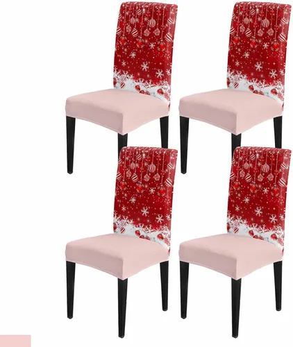 Vista 25 de Fundas elásticas para sillas de comedor, decoración de bolas rosadas, fundas protectoras extraíbles para sillas de comedor, para cocina, fiestas