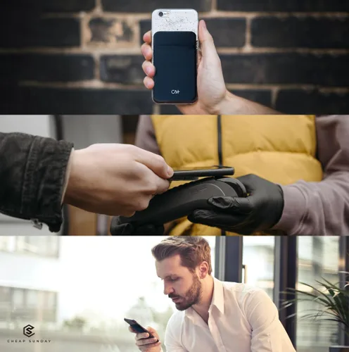 Vista 6 de [Dos] Fundas elásticas para tarjetas adhesivas para teléfono celular, tarjetero adhesivo para identificación y tarjeta de crédito para la parte