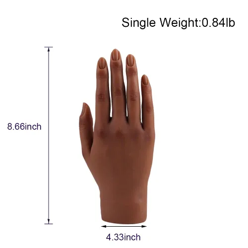 Vista 5 de Mano de práctica de silicona para uñas acrílicas, manos falsas para practicar uñas postizas, mano de maniquí para práctica de uñas y arte de uñas
