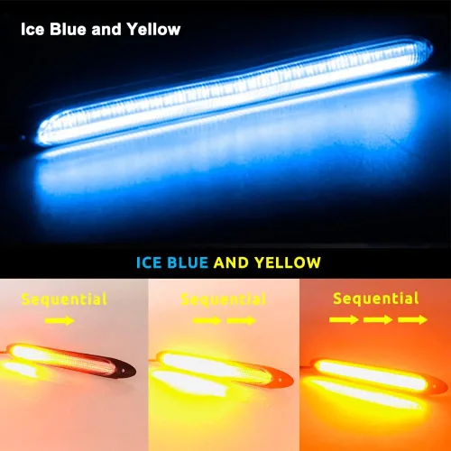 Vista 2 de YSY Tira de luces LED DRL de circulación diurna impermeable de 12 V para faros delanteros secuenciales, señal de giro amarillo, luz diurna universal
