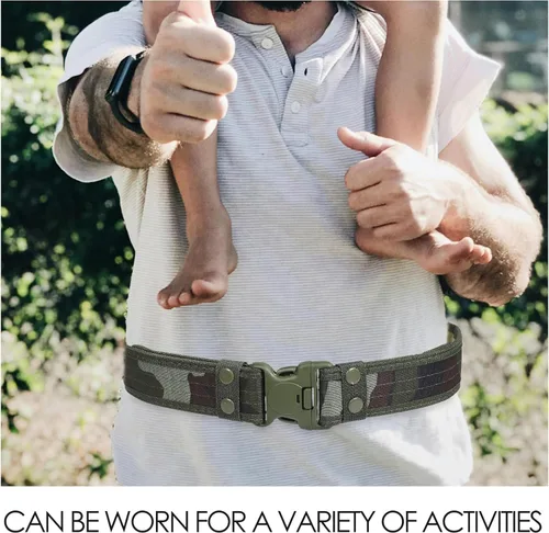 Vista 7 de Ciieeo Outdoor Tactical Waist Belt 3pcs Adjustable Durable Fabric Belts for Men Hiking Camping with Quick-release Buckle Black Khaki Camouflage