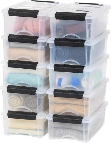 Vista 20 de IRIS USA - Paquete de 6 contenedores de almacenamiento con tapas, 6 cuartos, solución organizadora apilable transparente con cierres, contenedores