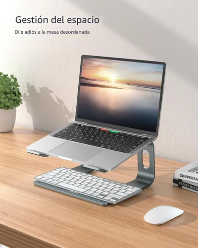 Vista 7 de Nulaxy Soporte completo de aluminio para laptop, soporte estable de hasta A-gris