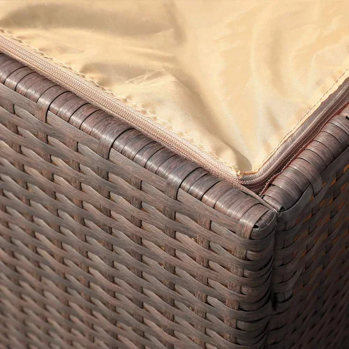 Vista 3 de Super Patio Caja de almacenamiento de mimbre para patio al aire libre, impermeable, caja de almacenamiento de ratán para cojines, herramientas