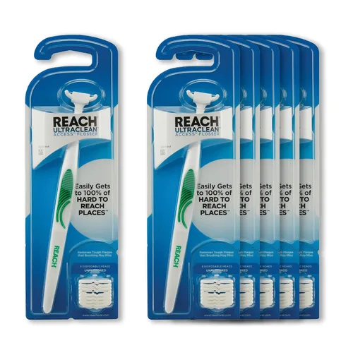 Vista 10 de Reach Ultraclean Access Flosser Bundle, sin sabor, removedor de placa para dientes, para áreas difíciles de Reach , cuidado bucal, sin PFAS, 1 kit