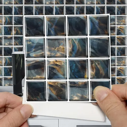 Vista 9 de Alwayspon 25 piezas de azulejos de mosaico autoadhesivos para decoración del hogar, azulejos adhesivos para despegar y pegar, azulejos adhesivos a