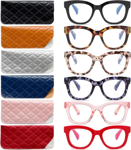 Vista 12 de 3 Pack Oversize Square Design Reading Glasses for Women, Blue Light Blocking Computer Reader