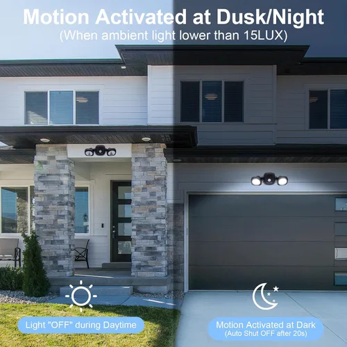 Vista 5 de Paquete de 2 luces LED inalámbricas con sensor de movimiento que funcionan con pilas, luces de inundación LED inalámbricas con control remoto, luz