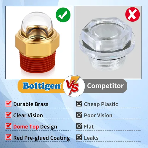 Vista 3 de Boltigen Cristal de visión de repuesto para compresor de aire, visor de aceite de 1 pulgada con cúpula transparente, enchufe de visión de nivel