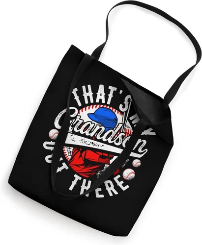 Vista 2 de That's My Grandson Out There Grandma Grandpa Baseball Lover Bolsa de mano