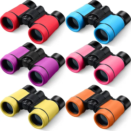 Paquete de 6 prismáticos para niños, a prueba de golpes, juego de binoculares de juguete para niños de 6 años, para caza, telescopio pequeño,