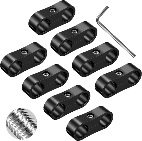 Vista 8 de Abrazadera separadora de manguera trenzada AN4, 8 piezas, abrazaderas de montaje de combustible, adaptador de montaje de aluminio, ideal