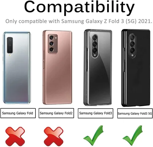 Vista 2 de Miimall Funda compatible con Samsung Galaxy Z Fold 3 con soporte para bolígrafo, soporte plegable delgado, anticaídas, a prueba de golpes