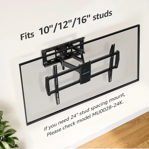 Vista 8 de MOUNTUP Soporte de pared para TV de movimiento completo para la mayoría de televisores de 42 a 82 pulgadas, soporte de montaje en pared con giro e