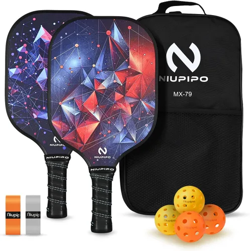 Vista 14 de niupipo Pickleball Paddles Set of 2 or 4, USAPA Approved Fiberglass Pickleball Paddle Set with Balls and Bag, Polypropylene Honeycomb Core