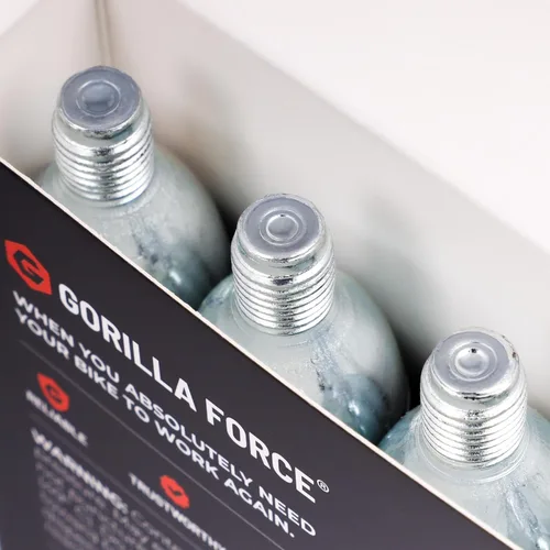Vista 5 de Gorilla Force CO2 Cartridges for Bikes - Threaded 16g & 25g Refills for Tire Inflators, Bicycle Cycling, Road MTB Gravel E-Bike, Fits Most C02