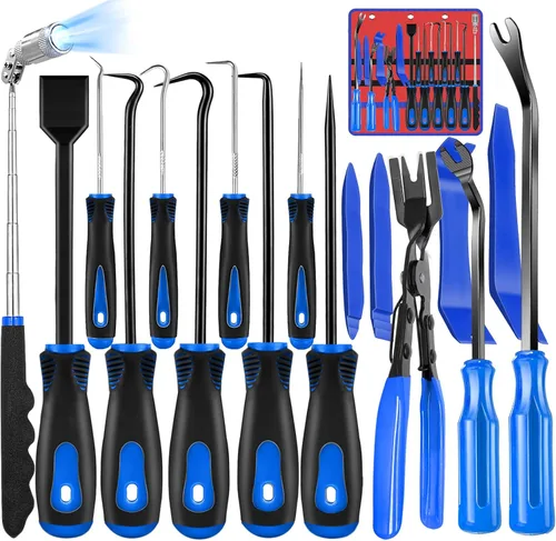 Keze Juego de 17 piezas de herramientas de extracción de molduras para automóviles, juego de herramientas de extracción de clips, herramienta de