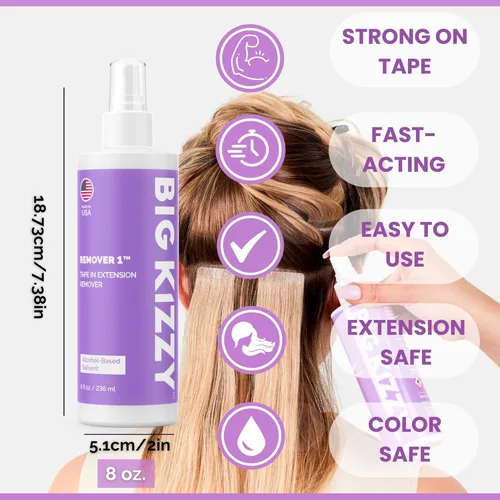 Vista 2 de Big Kizzy Removedor de extensiones de cinta (8 onzas) y removedor de residuos de cinta (4 onzas), Big Kizzy Remover 1 + Remover 2 - El sistema