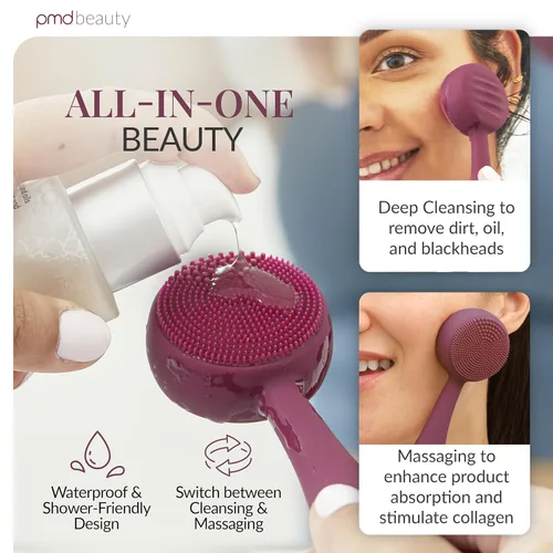 Vista 3 de PMD Clean - Dispositivo de limpieza facial inteligente con cepillo de silicona y masajeador antienvejecimiento