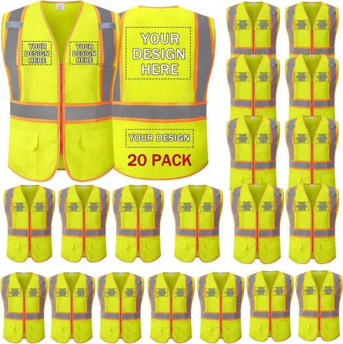 Vista 14 de Chaleco de seguridad personalizado Clase 2 Chaleco reflectante de alta visibilidad