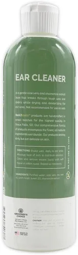 Vista 3 de Bark2Basics Limpiador de oídos para perros, 16 onzas, totalmente natural, hamamelis, base suave de aloe vera y extracto de manzanilla, rompe a