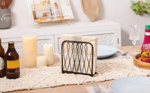 Vista 7 de NIKKY HOME Vendimia Entrelazado Metal Servilletero Decorativo Vertical Pañuelo Dispensador - Negro