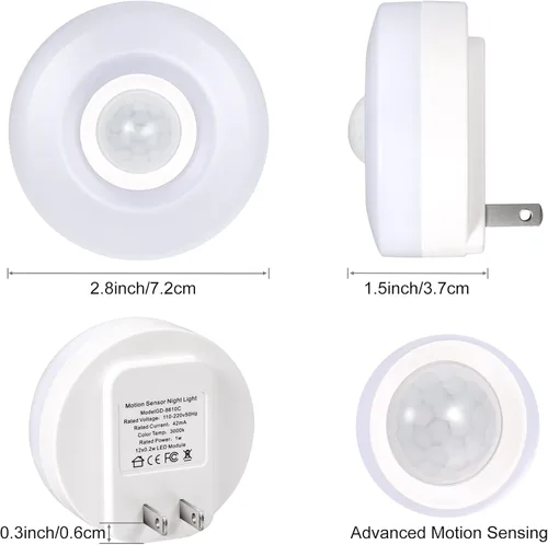 Vista 7 de YELKO Luces nocturnas que se enchufan a la pared, 200 lúmenes, luz con sensor de movimiento súper brillante para interiores, luces nocturnas