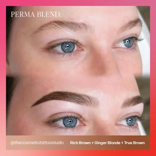 Vista 4 de Perma Blend Pigmento de tinta de tatuaje de cejas rubio jengibre, suministros profesionales de microblading para cejas, botella de 1/2 oz