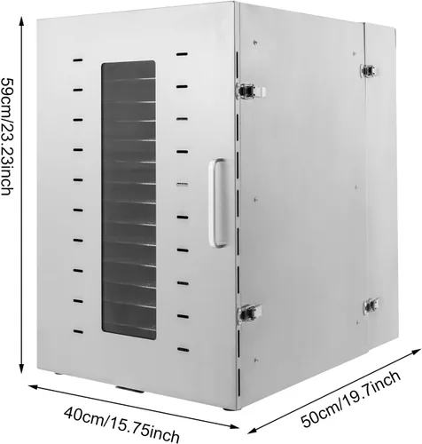 Vista 6 de Deshidratador de alimentos de 16 bandejas de acero inoxidable, máquina secadora de alimentos comerciales para carne seca, carne, frutas, hierbas