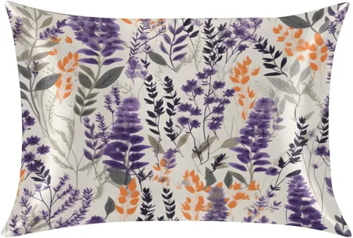 Vista 16 de Funda de almohada de satén para cabello y piel, funda de almohada de seda de hojas coloridas abstractas de tamaño estándar, fundas de almohada