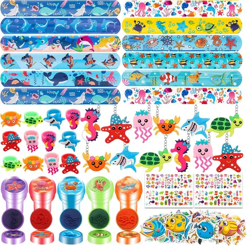 88 piezas de recuerdos de fiesta bajo el mar para niños, suministros de fiesta temática de animales marinos del océano para niños y niñas, lindos