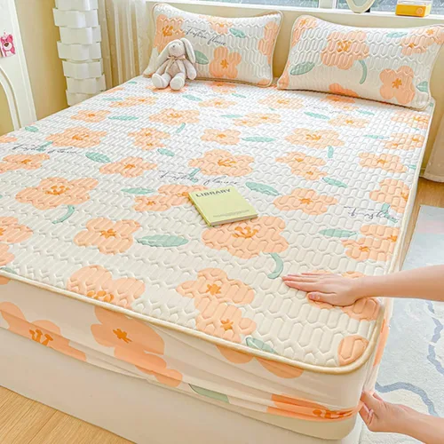 Vista 13 de FCLDESHOP Comfort Hotel - Sábana bajera ajustable de bolsillo profundo, juego de sábanas bajeras y fundas de almohada de seda de hielo de látex