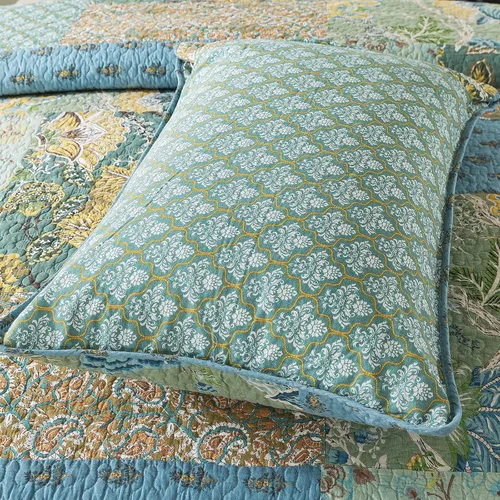 Vista 9 de NEWLAKE - Colcha de retazos de algodón, juego de edredón de 3 piezas con bordado cosido real, juego de cubrecama de tela acolchada reversible