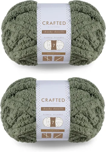 Vista 14 de Crafted By Catherine Hilo de Chenille Grueso - Paquete de 2 (8 oz / 227 g, 31.7 Yardas Cada Madeja), Beige, Calibre 7 Jumbo