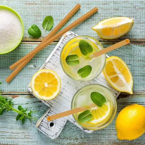 Vista 7 de Pajitas biodegradables de caña de azúcar, pajitas compostables de 10.2 pulgadas de largo, alternativa sin plástico a granel para bebidas frías