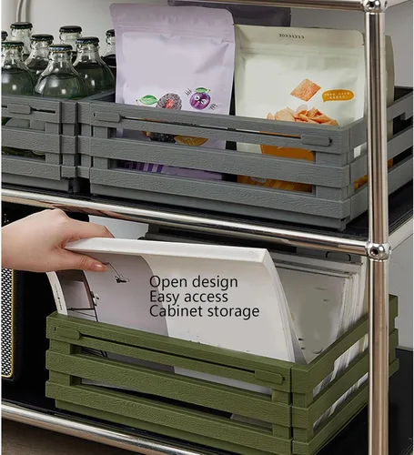 Vista 8 de Yinhing Retractable Storage Box Bin Organizer Expandable 30.5-51.5cm PP Material for Bedroom Office Camping Car Trunk Organization (Grey)