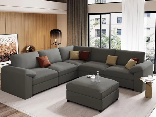 Vista 124 de EASE MOOSE Sofá modular seccional, sofá en forma de U para sala de estar Beige
