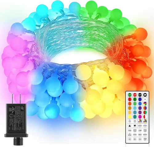 Vista 11 de OMIKA Guirnalda de luces de 20 pies, 40 LED de 24 colores cambiantes, funciona con pilas, luces de Navidad alimentadas por USB, cadena de luces