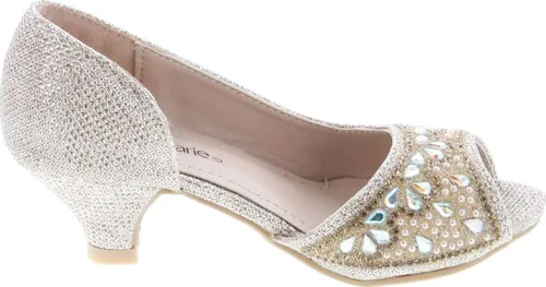 Vista 6 de Bella Marie Truly Kids - Sandalias de tacón de gatito para niñas, zapatos de vestir