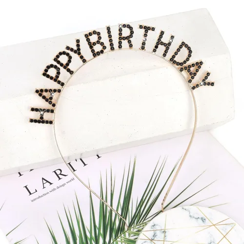 Vista 8 de CIEHER Diadema Corona de Cumpleaños Negra, Es Mi Cumpleaños Accesorios para el Cabello con Decoraciones de Feliz Cumpleaños para Mujeres y Niñas