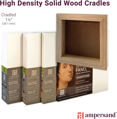 Vista 7 de Panel de pintura de artista de madera con gesso de Ampersand Art Supply: Liso con imprimación, 4" x 4", perfil acunado de 1-1/2